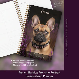 French Bulldog Frenchie Portrait Personalised Planner