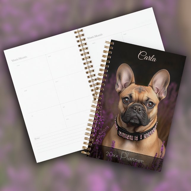 French Bulldog Frenchie Portrait Personalised Planner (French Bulldog Frenchie Portrait Personalized Planner)