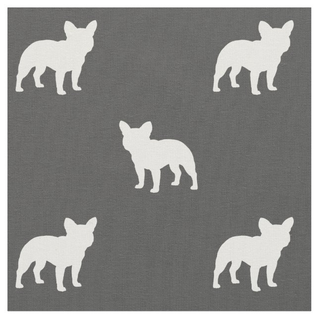 French Bulldog Frenchie Silhouettes Pattern Fabric (Close Up)