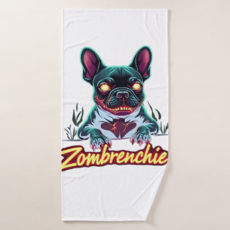 French Bulldog Frenchie Zombie Dog Halloween Essen Bath Towel
