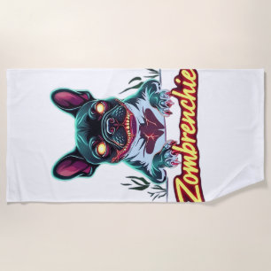 French Bulldog Frenchie Zombie Dog Halloween Essen Beach Towel