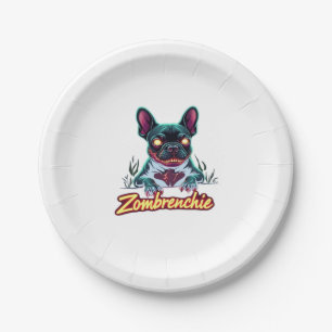 French Bulldog Frenchie Zombie Dog Halloween Essen Paper Plate