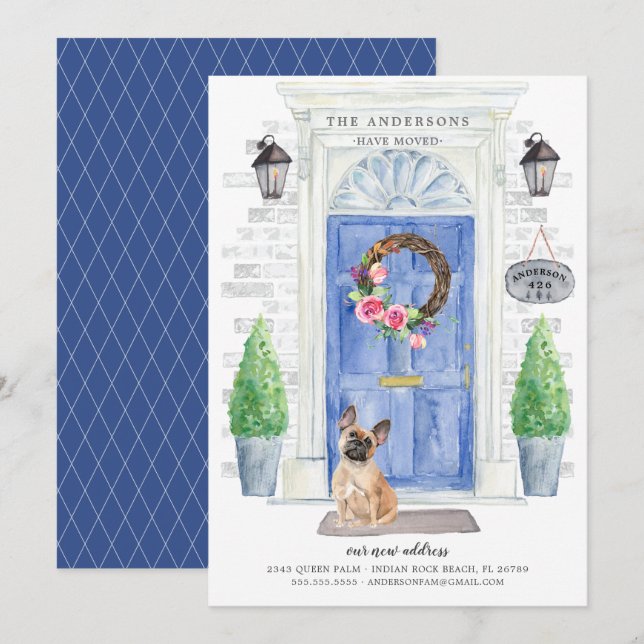 French Bulldog Front Door Moving Announcement (Front/Back)