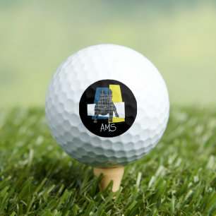 French Bulldog Fun Monogram Silhouette Black Golf Balls