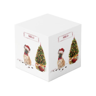 French Bulldog Funny Christmas Dog with Tree Cube