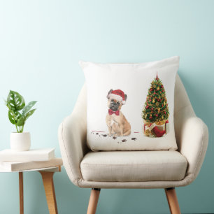 French Bulldog Funny Christmas Dog with Tree Cushion