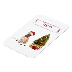 French Bulldog Funny Christmas Dog with Tree Magnet