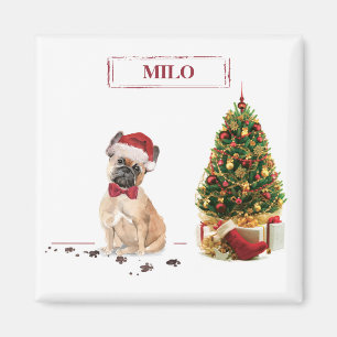 French Bulldog Funny Christmas Dog with Tree Magnet