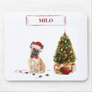 French Bulldog Funny Christmas Dog with Tree Mouse Mat