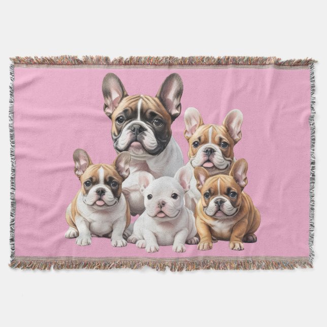 French Bulldog funny friends Bulldogs Throw Blanket (Front)
