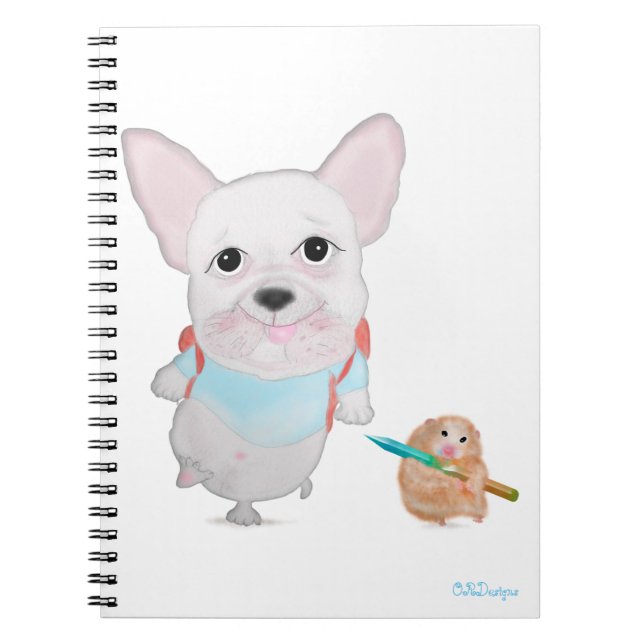 French bulldog & funny Hamster Notebook (Front)