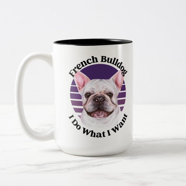 French Bulldog funny quote Two-Tone Coffee Mug (Left)