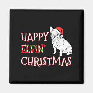 French Bulldog Funny Santa Hat Happy Elfin Christm Magnet