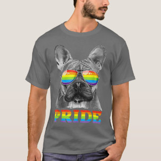 French Bulldog Gay Pride LGBT Rainbow Flag Sunglas T-Shirt