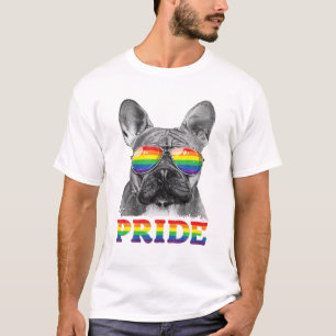 French Bulldog Gay Pride LGBT Rainbow Flag Sunglas T-Shirt