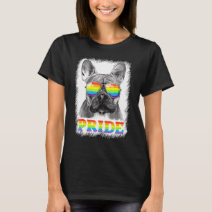 French Bulldog Gay Pride Lgbt Rainbow Flag Sunglas T-Shirt