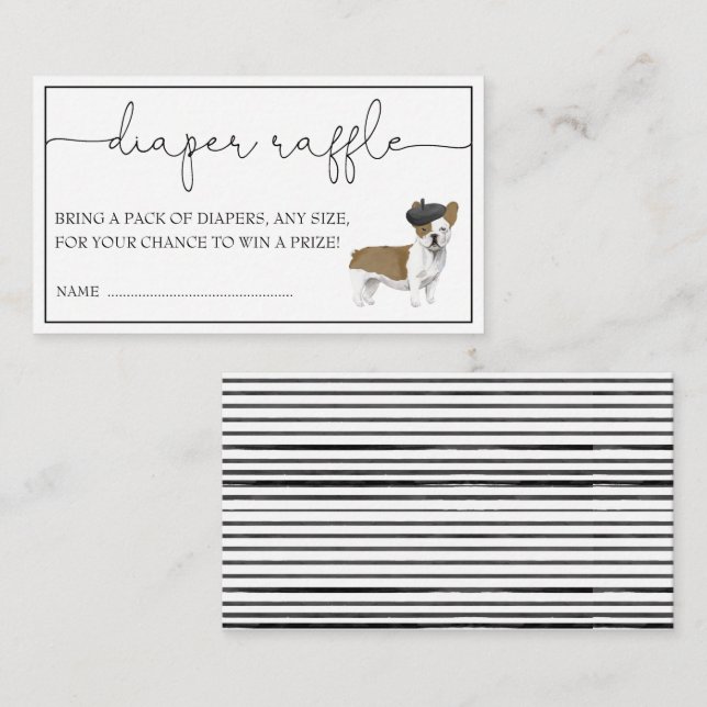 French Bulldog Gender Neutral Diaper Raffle Enclos Enclosure Card (Front/Back)