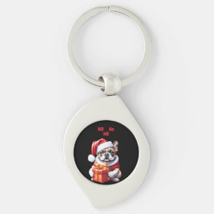 French Bulldog Geschenk mit Schleife Christmas Key Ring