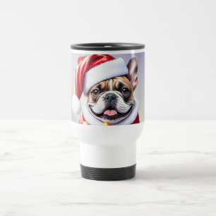 French Bulldog Geschenk mit Schleife Christmas Travel Mug