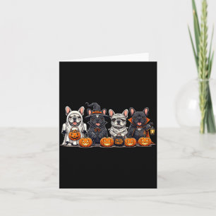 French Bulldog Ghost Witch Pumpkins Halloween Dog Card