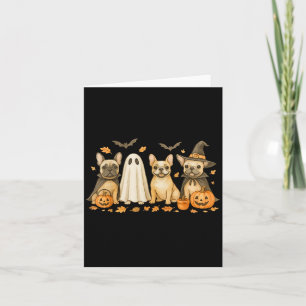 French Bulldog Ghost Witch Pumpkins Halloween Dog  Card