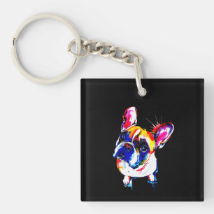 French Bulldog Gift Cute Frenchie Colourful Art Key Ring