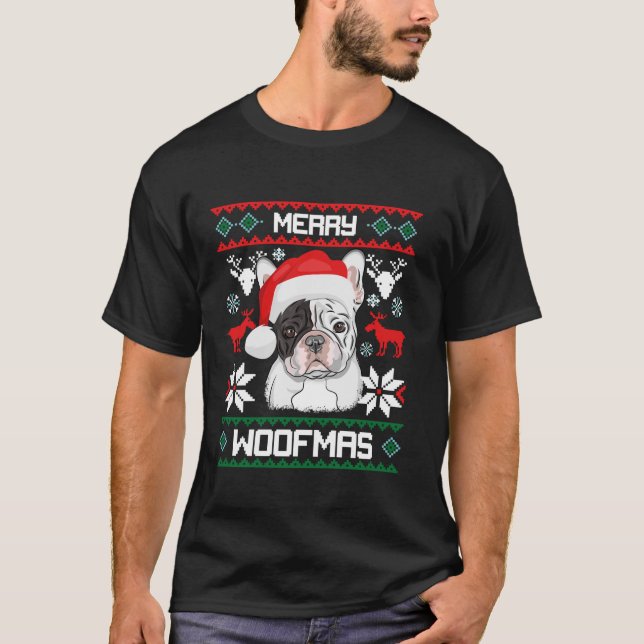 French Bulldog Gift For Merry Christmas Woofmas Fr T-Shirt (Front)