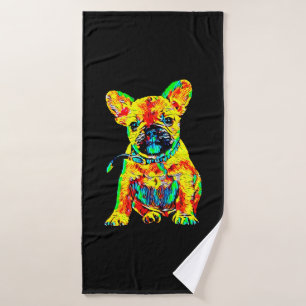 French Bulldog Gift   Frenchie Colourful Art Gift Bath Towel