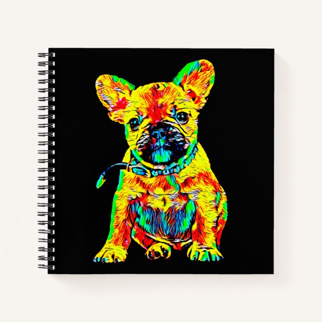 French Bulldog Gift | Frenchie Colourful Art Gift Notebook (Front)