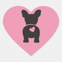 French Bulldog Gift Labels, Heart Sticker Sheet,