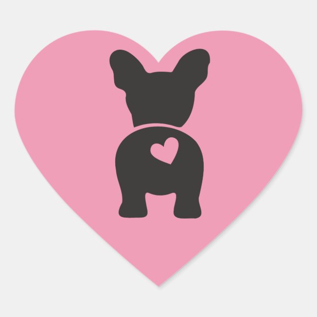 French Bulldog Gift Labels, Heart Sticker Sheet,  (Front)