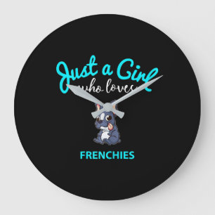 French Bulldog Girls Kids French Bulldog Gift Large Clock