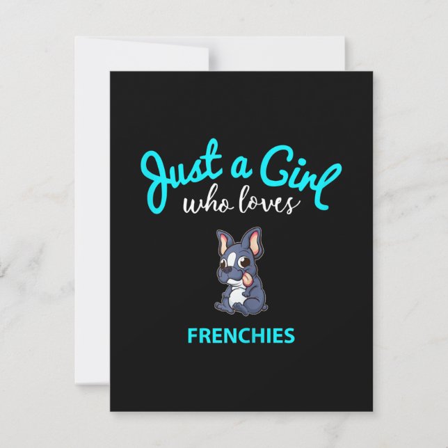 French Bulldog Girls Kids French Bulldog Gift Thank You Card (Front)