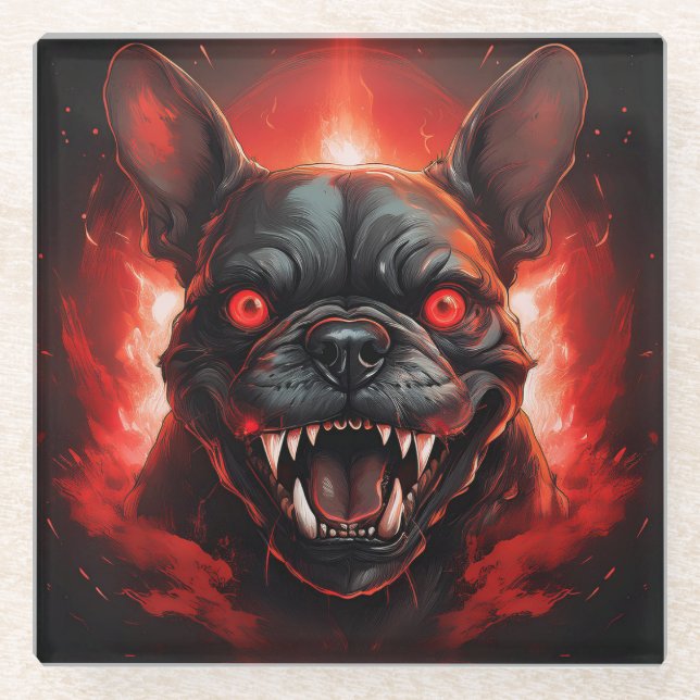 French Bulldog Gone Wrong Glass Coaster (Front)