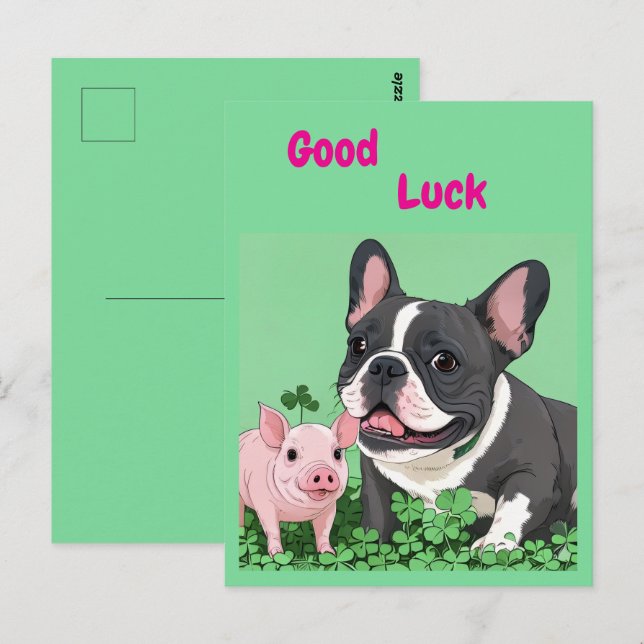 French Bulldog good luck Postcard (Front/Back)