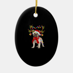 French Bulldog Gorgeous Reindeer Christmas Tree Ceramic Tree Decoration