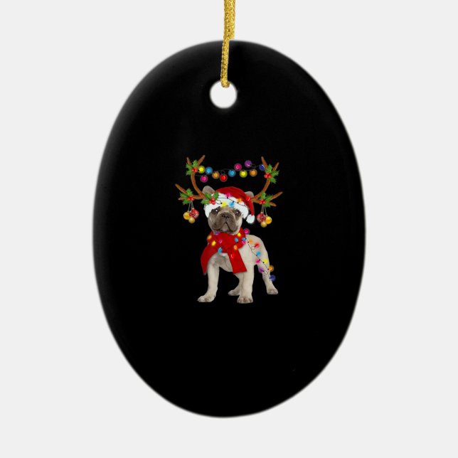 French Bulldog Gorgeous Reindeer Christmas Tree Ceramic Tree Decoration (Front)