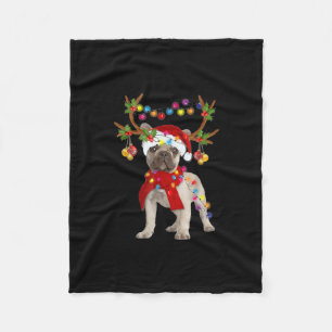French Bulldog Gorgeous Reindeer Christmas Tree Fleece Blanket