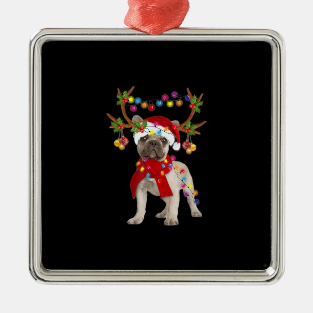 French Bulldog Gorgeous Reindeer Christmas Tree Metal Tree Decoration (Front)