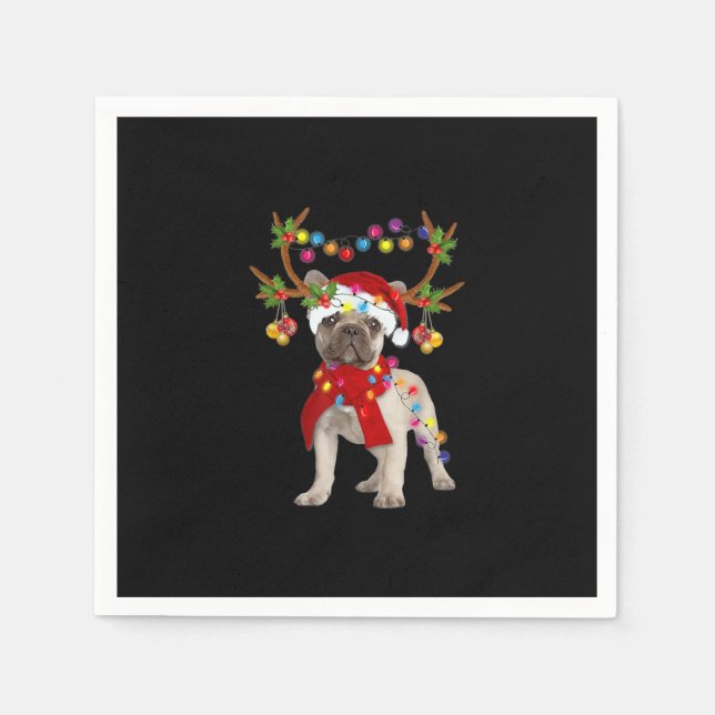 French Bulldog Gorgeous Reindeer Christmas Tree Napkin (Front)
