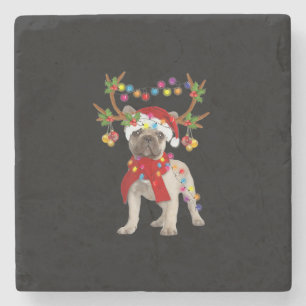French Bulldog Gorgeous Reindeer Christmas Tree Stone Coaster