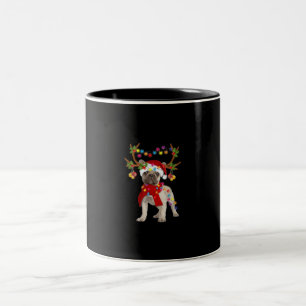 French Bulldog Gorgeous Reindeer Christmas Tree Two-Tone Coffee Mug