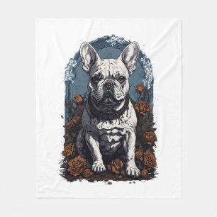 French Bulldog Gothic Floral Fleece Blanket