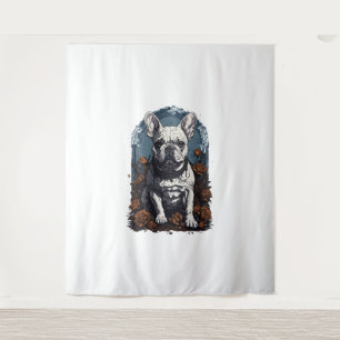 French Bulldog Gothic Floral Tapestry