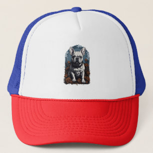 French Bulldog Gothic Floral   Trucker Hat