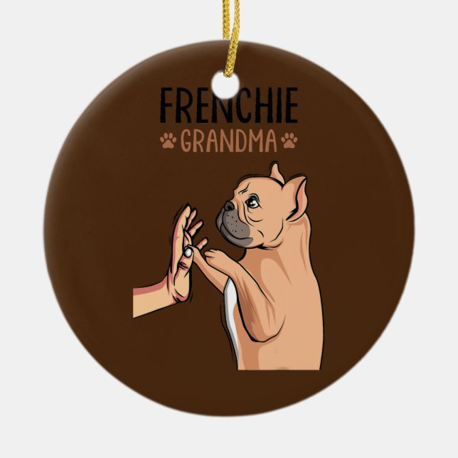 French Bulldog Grandma Frenchie Dog Owner Women  Ceramic Tree Decoration (Front)