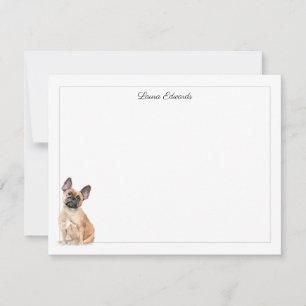 French Bulldog Grey Border Personalised Stationery Card