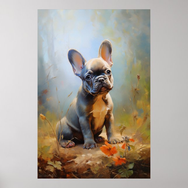 French Bulldog grey puppy  Poster (Front)