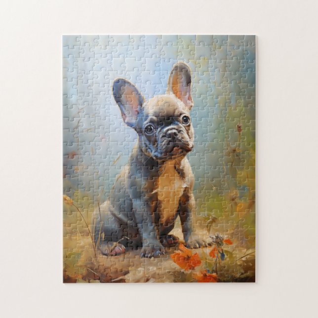 French Bulldog grey puppy sunset portrait Jigsaw Puzzle (Vertical)
