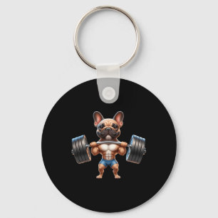 French Bulldog Gym Frenchie Weightlifter Bodybuild Key Ring